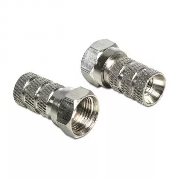 Steckverbinder F DELOCK 65615, F-Typ-Kabelstecker aus Metall für Koaxialkabel Ø 5,0–5,2 mm, silber, 1 Stück