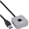USB-Fingerabdruckscanner mit Hub InLine 41360K, Windows Hello kompatibel, 1,5 m Kabel, silber