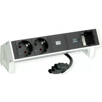 Bachmann 902.936 DESK2 Steckdosenleiste, Weiß (RAL9010), 2x Schuko, 1x USB-C 30 W
