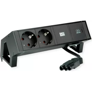 Bachmann 902.963 DESK2 Steckdosenleiste, Schwarz (RAL9005), 2x Schuko, 1x USB-C 30 W