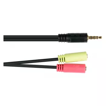 Good Connections Headsetadapter, Klinke 3,5 mm Stecker auf 2x Klinke 3,5 mm Buchse, OMTP, 0,2 m, schwarz (AD-HS03)