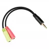 Good Connections Headsetadapter, Klinke 3,5 mm Stecker auf 2x Klinke 3,5 mm Buchse, OMTP, 0,2 m, schwarz (AD-HS03)