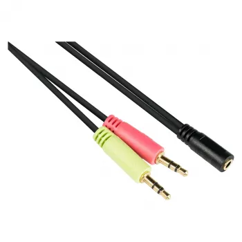 Good Connections Headsetadapter, 2x Klinke 3,5 mm Stecker auf Klinke 3,5 mm Buchse, OMTP, 0,2 m, schwarz (AD-HS04)