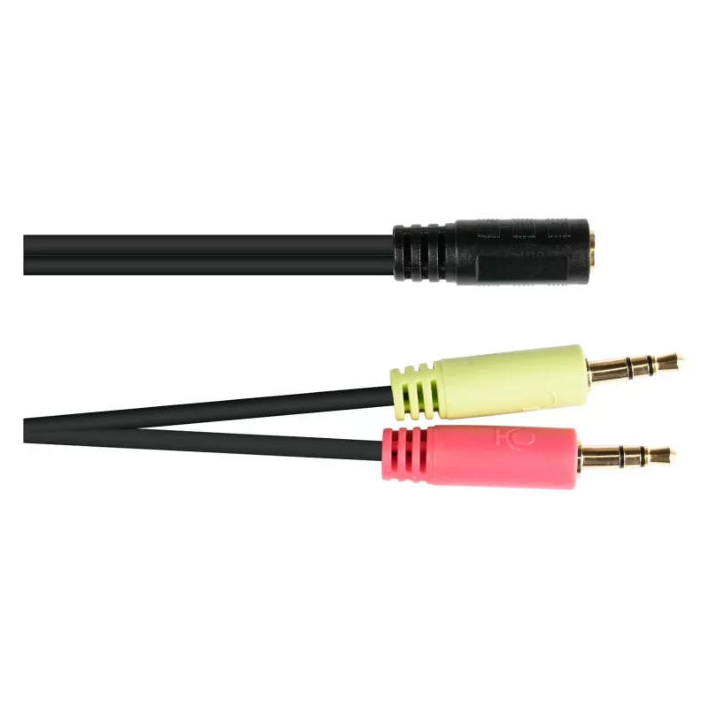 Good Connections Headsetadapter, 2x Klinke 3,5 mm Stecker auf Klinke 3,5 mm Buchse, OMTP, 0,2 m, schwarz (AD-HS04)