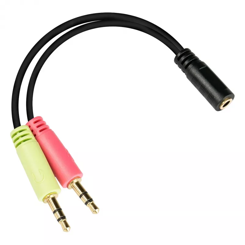 Good Connections Headsetadapter, 2x Klinke 3,5 mm Stecker auf Klinke 3,5 mm Buchse, OMTP, 0,2 m, schwarz (AD-HS04)