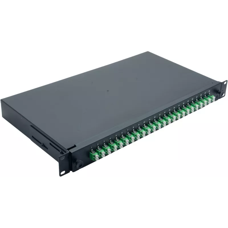 Helos 375555 19" LWL-Spleißbox, 24x LC/APC Duplex OS2, spleißfertig, schwarz