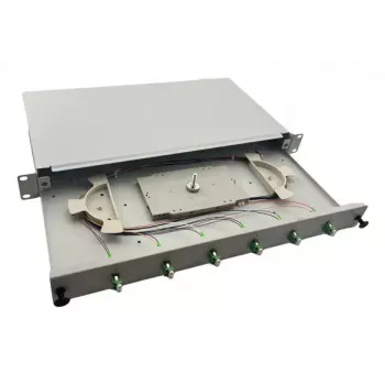 Helos 375550 19" LWL-Spleißbox, 6x LC/APC Duplex OS2, spleißfertig, grau