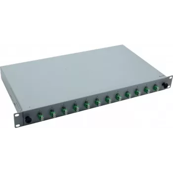 Helos 375552 19" LWL-Spleißbox, 12x LC/APC Duplex OS2, spleißfertig, grau