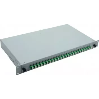 Helos 375554 19" LWL-Spleißbox, 24x LC/APC Duplex OS2, spleißfertig, grau