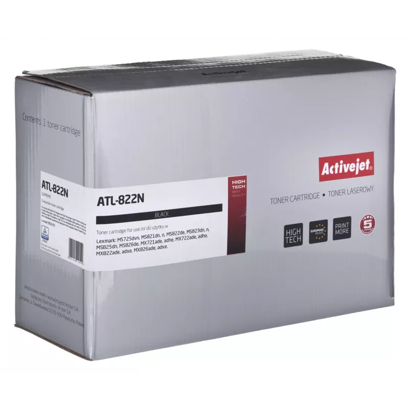 Tonerkartusche ActiveJet ATL-822N für Lexmark (Ersatz 58D2H00), schwarz, 15000 Seiten, 1 Stück