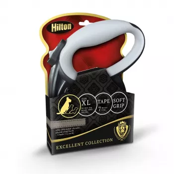 Rollleine Hilton Smart Dog Tape XL — 7 m, für Hunde bis 40 kg, Schwarz-Grau