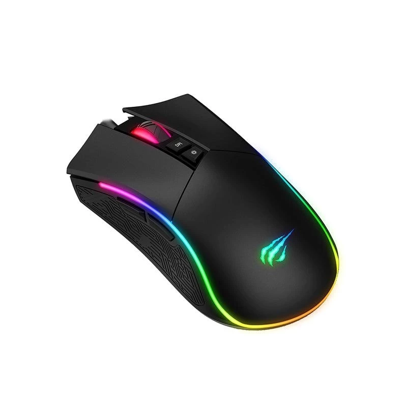 Gaming-Maus HAVIT MS1001S V2 optischer Sensor RGB kabelgebunden schwarz-grau