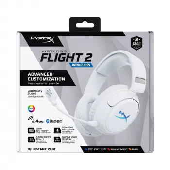 Kabelloses Gaming-Headset KINGSTON HyperX Cloud Flight 2 mit USB-C und Bluetooth, weiß