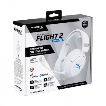 Kabelloses Gaming-Headset KINGSTON HyperX Cloud Flight 2 mit USB-C und Bluetooth, weiß