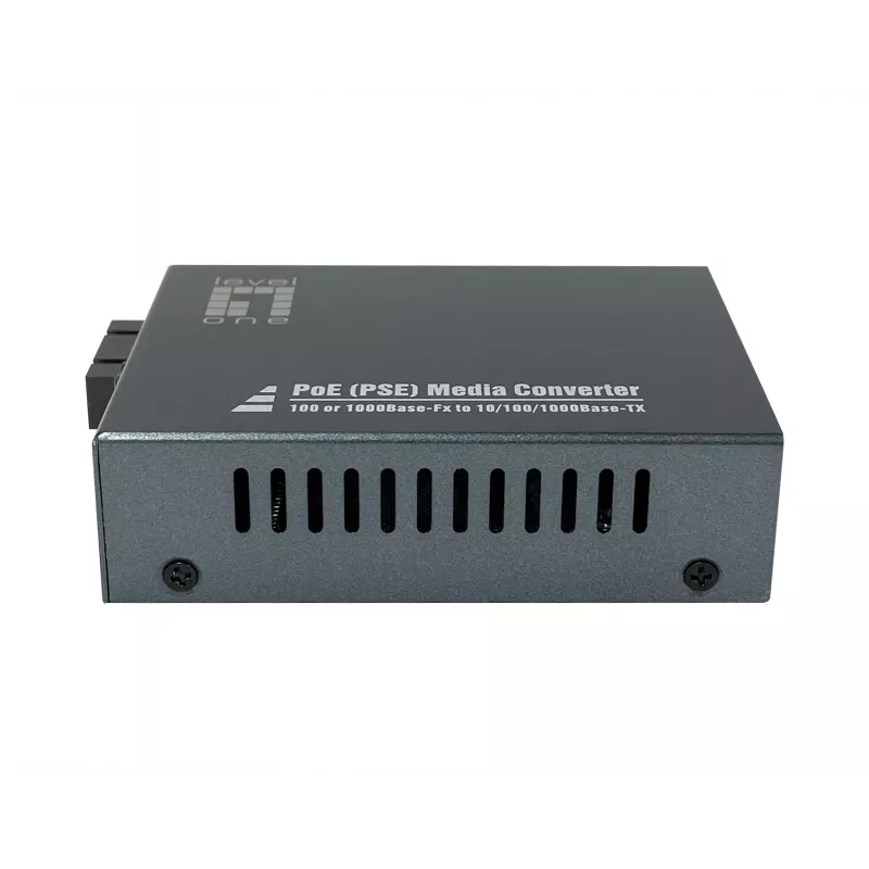 LevelOne RJ45 zu SC Gigabit Medienkonverter, PoE PSE, Singlemode-Faser, 20km