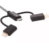 Sandberg 3in1 Lightning+MicroUSB+USB-C 1m, 1 m, Micro-USB A, USB A, Stecker/Stecker, Schwarz, Grau