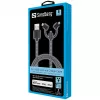 Sandberg 3in1 Lightning+MicroUSB+USB-C 1m, 1 m, Micro-USB A, USB A, Stecker/Stecker, Schwarz, Grau