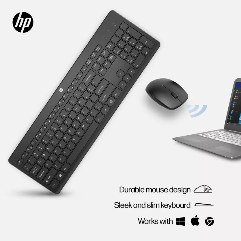 HP 230 Wireless Tastatur and Maus Combo, Full-Size, Membran, Weiß