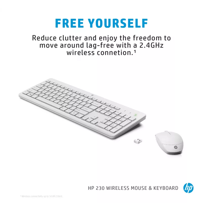 HP 230 Wireless Tastatur and Maus Combo, Full-Size, Membran, Weiß