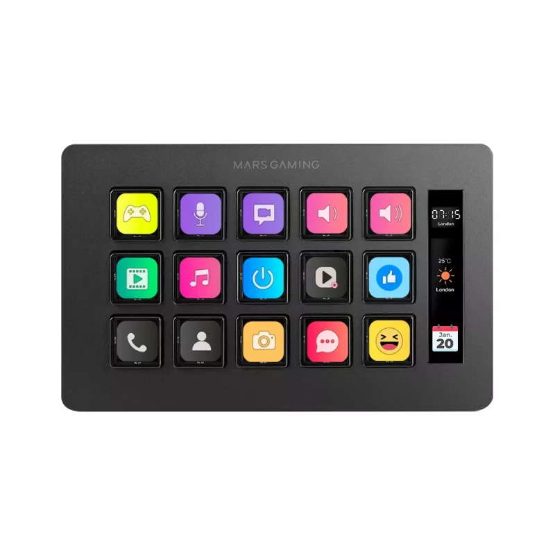 Mars Gaming Control Deck schlank MSD-ONE, Schwarz, 15 Tasten, Touch, 132 mm, 81 mm, 61 mm