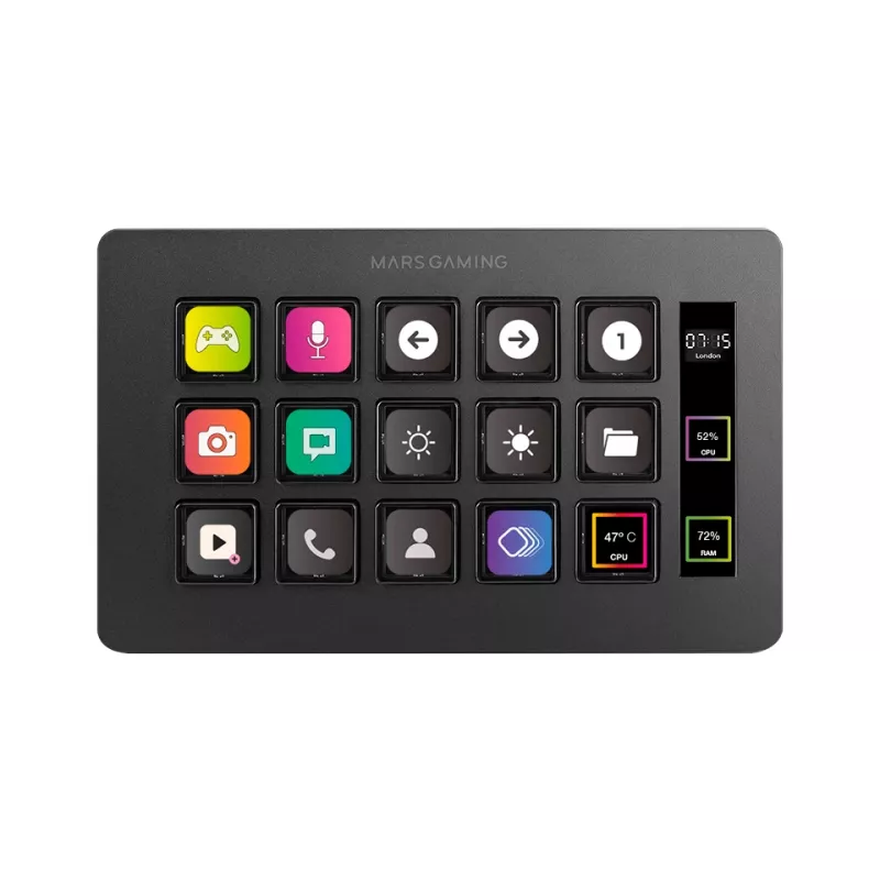 Mars Gaming Control Deck schlank MSD-ONE, Schwarz, 15 Tasten, Touch, 132 mm, 81 mm, 61 mm