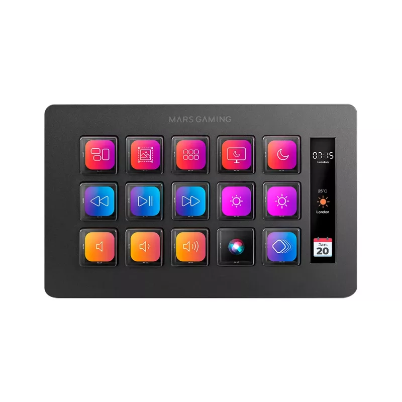 Mars Gaming Control Deck schlank MSD-ONE, Schwarz, 15 Tasten, Touch, 132 mm, 81 mm, 61 mm
