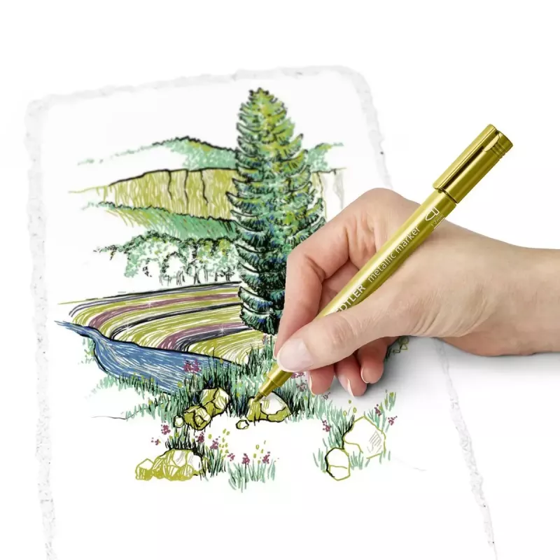 Staedtler 8323-S BK2 Metallic-Marker, Rundspitze 1-2 mm, Gold/Silber, 2er-Pack