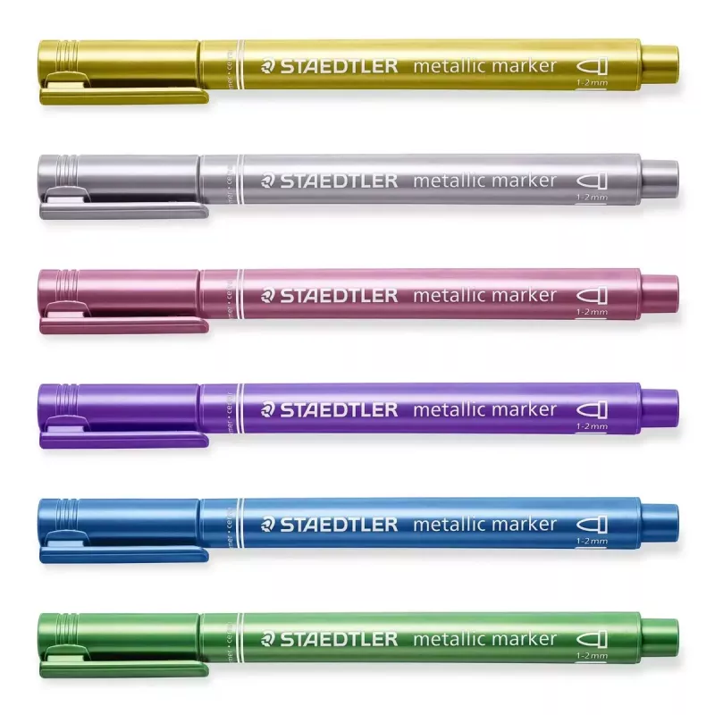 Staedtler 8323-S BK2 Metallic-Marker, Rundspitze 1-2 mm, Gold/Silber, 2er-Pack