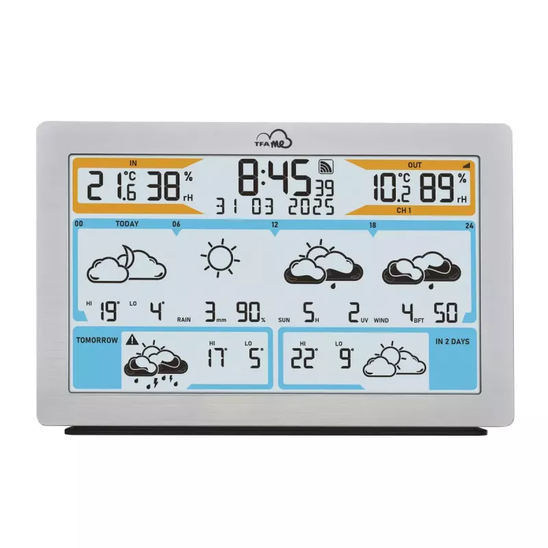 TFA-Dostmann TFA.me Silver LCD Batterie WLAN Anemometer Hygrometer Thermometer