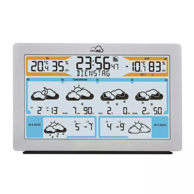 TFA-Dostmann TFA.me Silver LCD Batterie WLAN Anemometer Hygrometer Thermometer