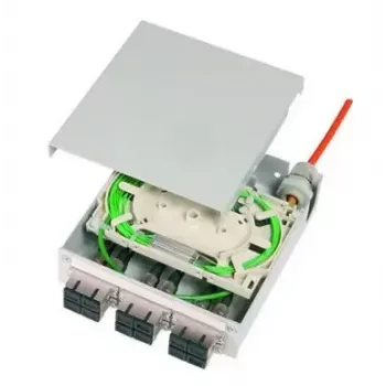 Telegärtner STX H82050K0005 DIN-Schienen-LWL-Verteilerbox, 12x LC MM, Lichtgrau RAL 7035