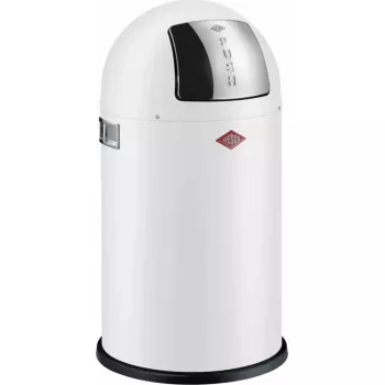 Mülleimer Wesco Pushboy Jr. 22 l, weiß matt — fußpedalfreier Druckdeckel, kompakter Küchenabfalleimer