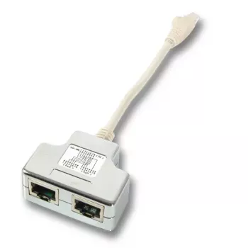 EFB Elektronik K5123.015 T-Adapter, Cat.5e 10/100BaseT/ISDN, RJ45 auf 2x RJ45, 0,15 m, Silber/Weiß