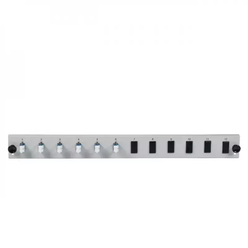 EFB Elektronik SB-FP-6SC-S-OM3 12-Port Frontplatte mit 6 LC Duplex-Kupplungen OM3, Grau, 1U