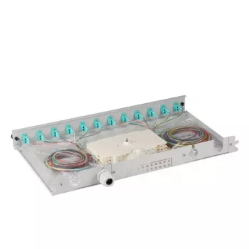 EFB Elektronik B71901L12OM3 LWL-Spleißbox, LC 50/125 µm OM3, 12 Pigtails/6 Kupplungen, 19 Zoll, zum Herausziehen