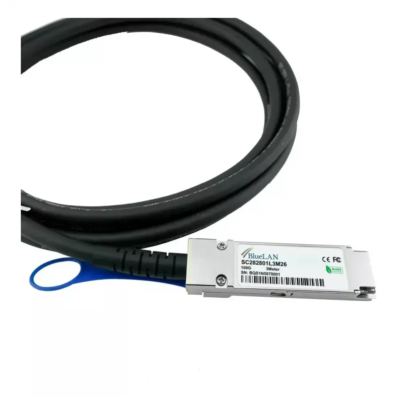BlueOptics QSFP28 DAC-Kabel SFP-DAC100-2M-BL 100GBASE-CR4 2 m, Schwarz
