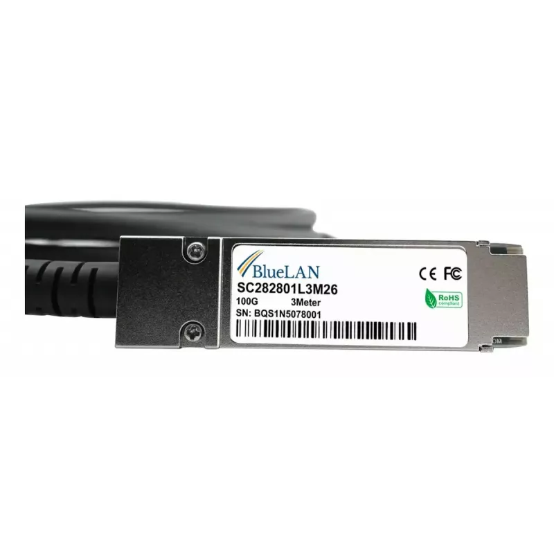 BlueOptics QSFP28 DAC-Kabel SFP-DAC100-2M-BL 100GBASE-CR4 2 m, Schwarz