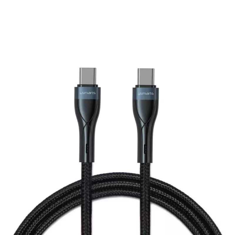 USB-C-auf-USB-C-Kabel 1 m, 4smarts 540429, Schwarz, 0,48 Gbit/s