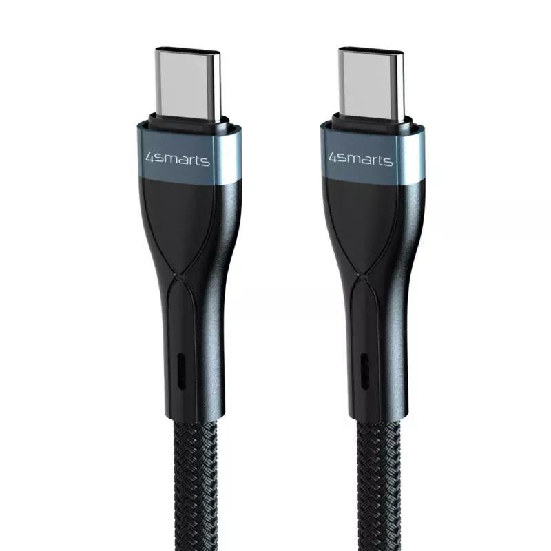 USB-C-auf-USB-C-Kabel 1 m, 4smarts 540429, Schwarz, 0,48 Gbit/s