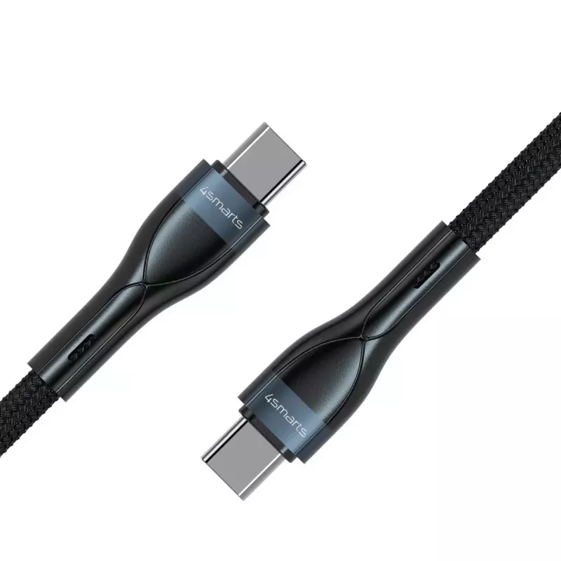 USB-C-auf-USB-C-Kabel 1 m, 4smarts 540429, Schwarz, 0,48 Gbit/s