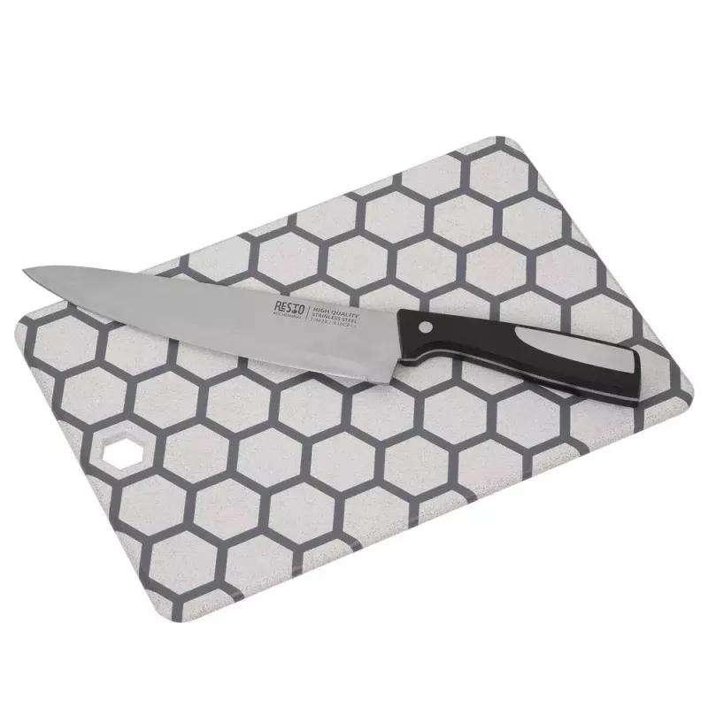 Resto Kitchenware 95402 Rechteckiges Kunststoff-Schneidebrett Grau Weiß