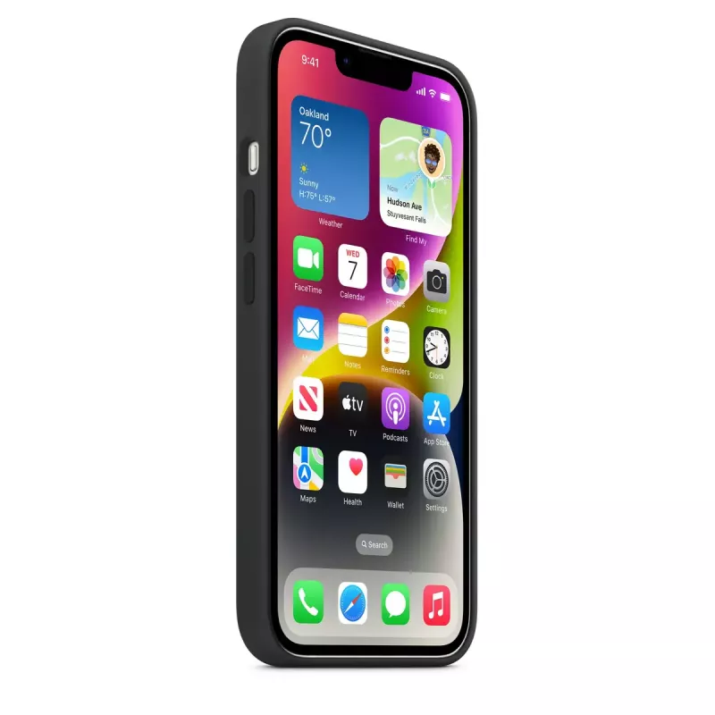 Silikonhülle mit MagSafe für iPhone 14 von Apple — Mikrofaser/Silikon, 6,1 Zoll (Midnight)