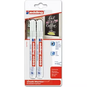 Kreidemarker Edding 2 4095 White — nachfüllbarer Flüssigkreidemarker, weiße Tinte, feine Rundspitze