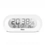 Digitaler Wecker Mebus 25808 Oval Weiß Blaue Hintergrundbeleuchtung Batterie AAA