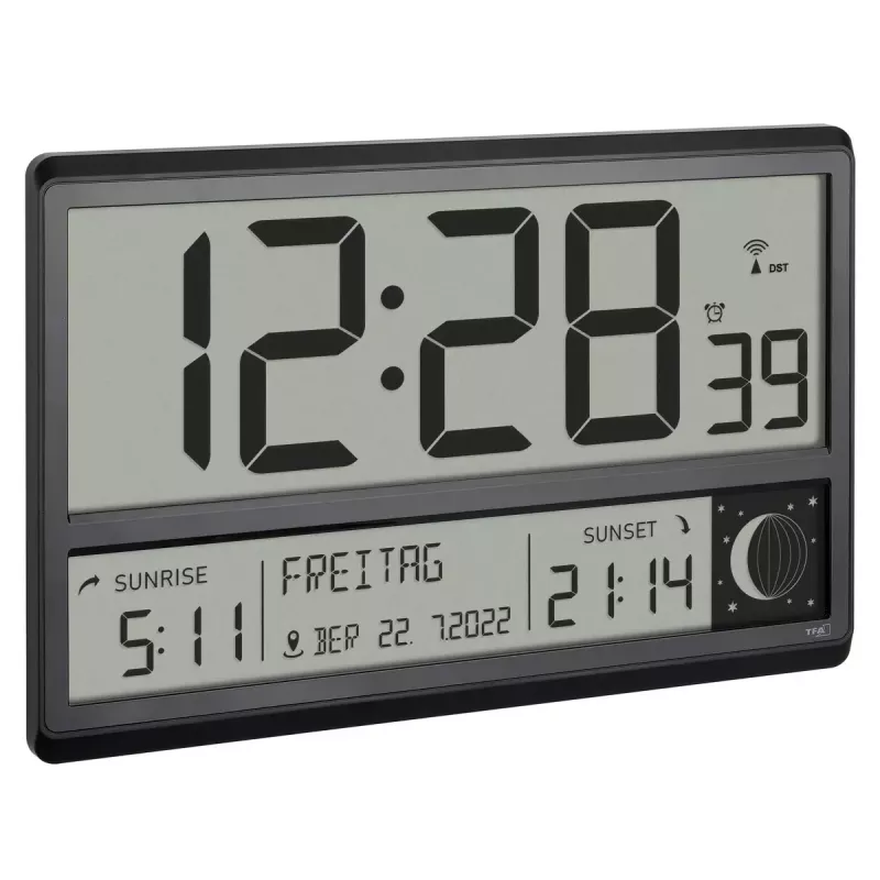 TFA Dostmann 60.4524.01 digitale XL-Funk-Wanduhr, schwarz