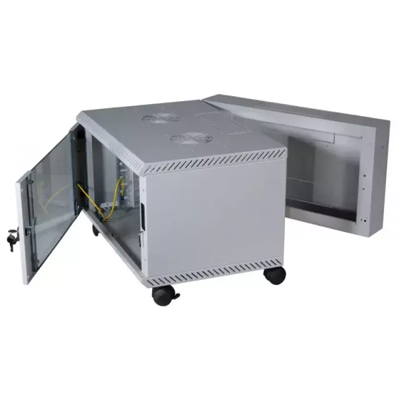 EFB Elektronik DUO 19" Wandschrank 21U, Schwenkrahmen 2-teilig, 600 mm Tiefe, Lichtgrau RAL 7035