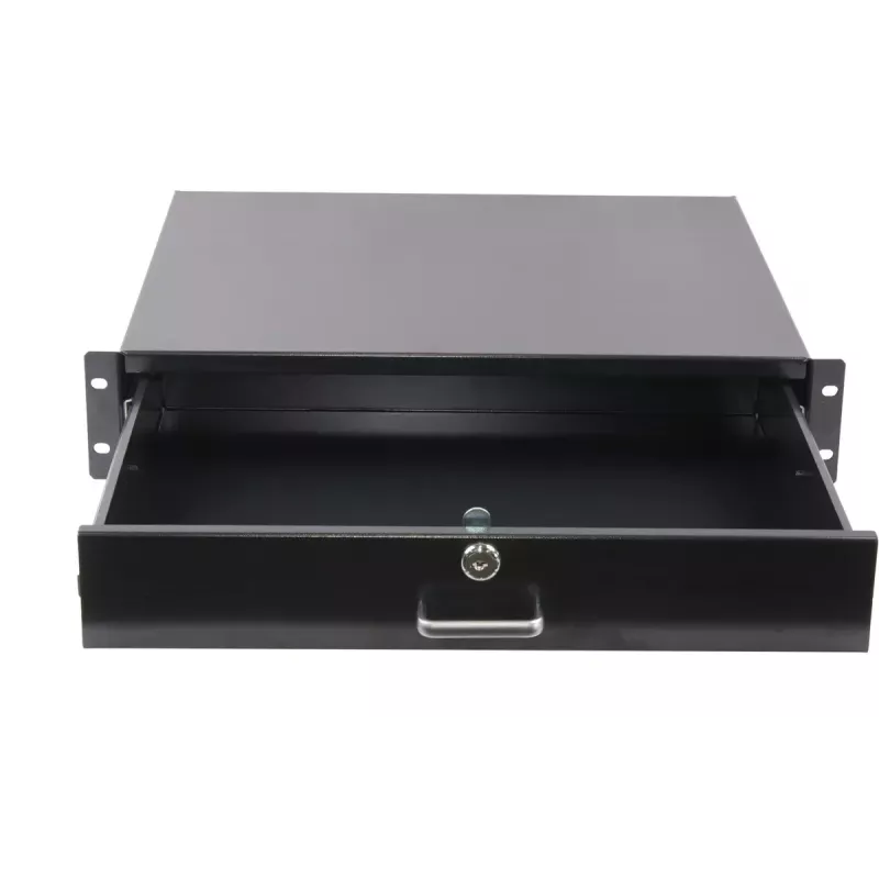 Schubladeneinheit Rockstable 2 HE 19 Zoll Abschließbare Schublade Stahl Schwarz