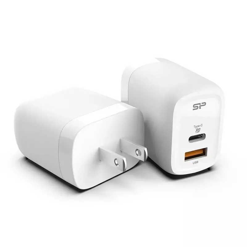 Silicon Power QM25 30W Wandladegerät mit zwei Anschlüssen, USB-C und USB-A, weiß (SP30WASYQM252PCW)