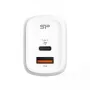 Silicon Power QM25 30W Wandladegerät mit zwei Anschlüssen, USB-C und USB-A, weiß (SP30WASYQM252PCW)