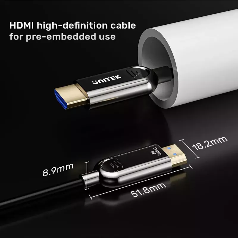 HDMI-Kabel UNITEK C11085GY01-80M 80m 2.1 48 Gbit/s Schwarz